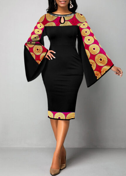 African Women's Flare Sleeve Dress