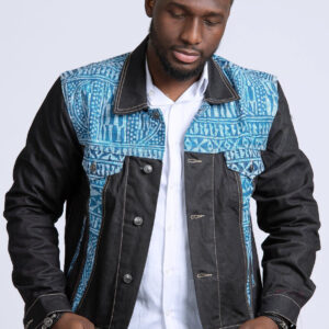 ndop Bami African Print Men's Denim Jeans Jackets/ Atoghu Jacket, Denim Jacket