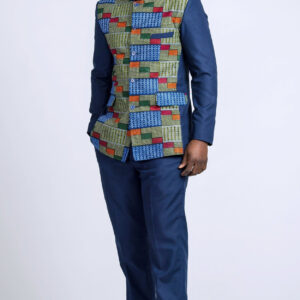 Blazer+Pant African Print Blazer For Men/ Kente Suit Vest/ Abacost 2 Pieces Clothing/ Gift Him/ Mao Collar