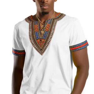 African Dashiki Shirt/Print Men T-Shirt, Short Sleeve, V-Neck/ Father's Day Gift Shirt Gift For Him Her