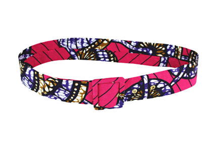 African Print Waist Belt With Buckle/Pink Purple African