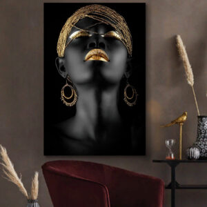 Golden African Art, Black Woman Wall Art, Woman Print Art, Lady Art, African Print, Art, Gold & Decor Home Gift, Living Room