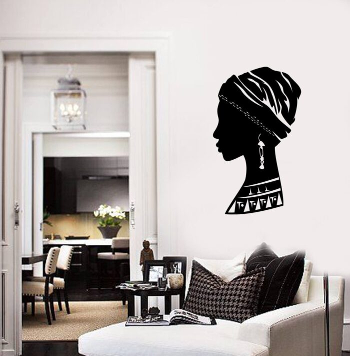 African Woman Vinyl Wall Decal Ethnic Style Room Art Home Decor Interior | #2704Di