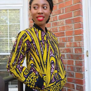 African Print Women's Bomber Jacket/Ankara Jacket Yellow