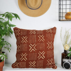 African Mudcloth Fabric Textile Handmade Rust Brown Pillowcase Pillow Cover 20" X