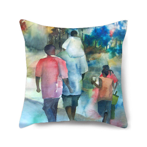 Decorative Pillow Cover, Family Art, Gift For Mom, Colorful Pillow, Black Couch, African Throw 18x18, Accent Art