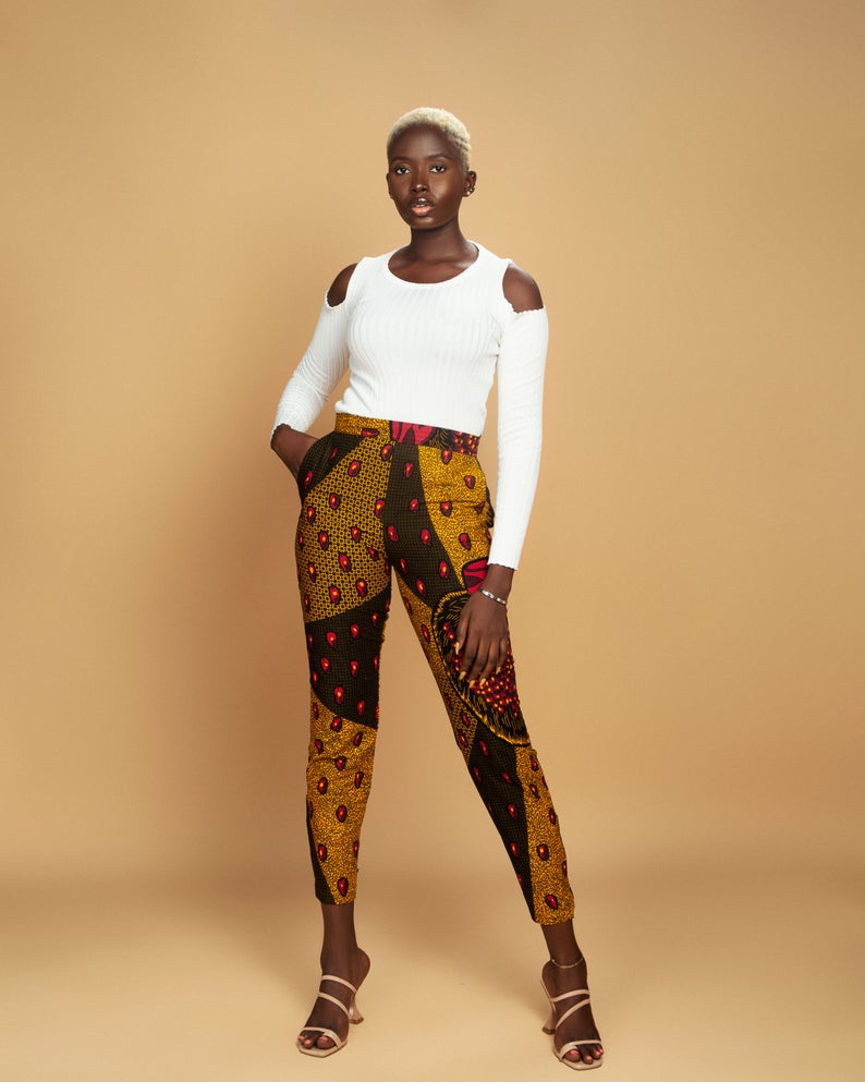 Sleek and stylish in ankara trousers