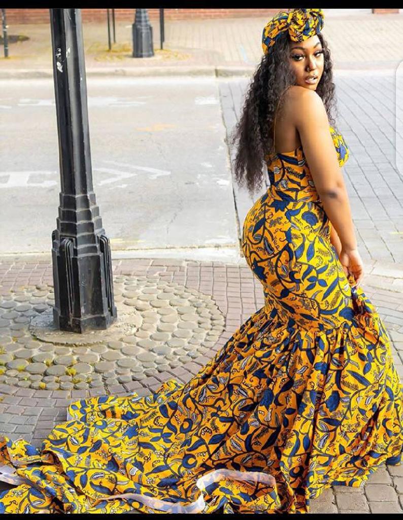 yellow african wedding dress