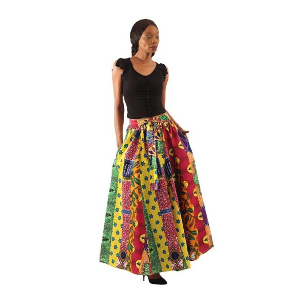African Print Multi-Strip Maxi Skirt - I Wear African Marketplace