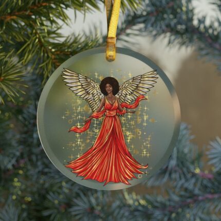 Black Christmas Angel Ornament Glass
