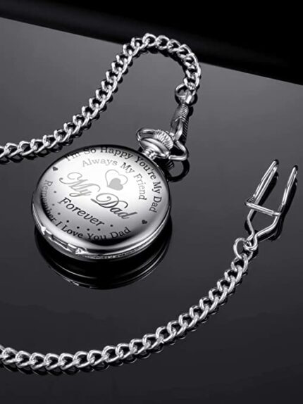 Pocket Watch Engraved Presents for Dad Father with Delicate Box
