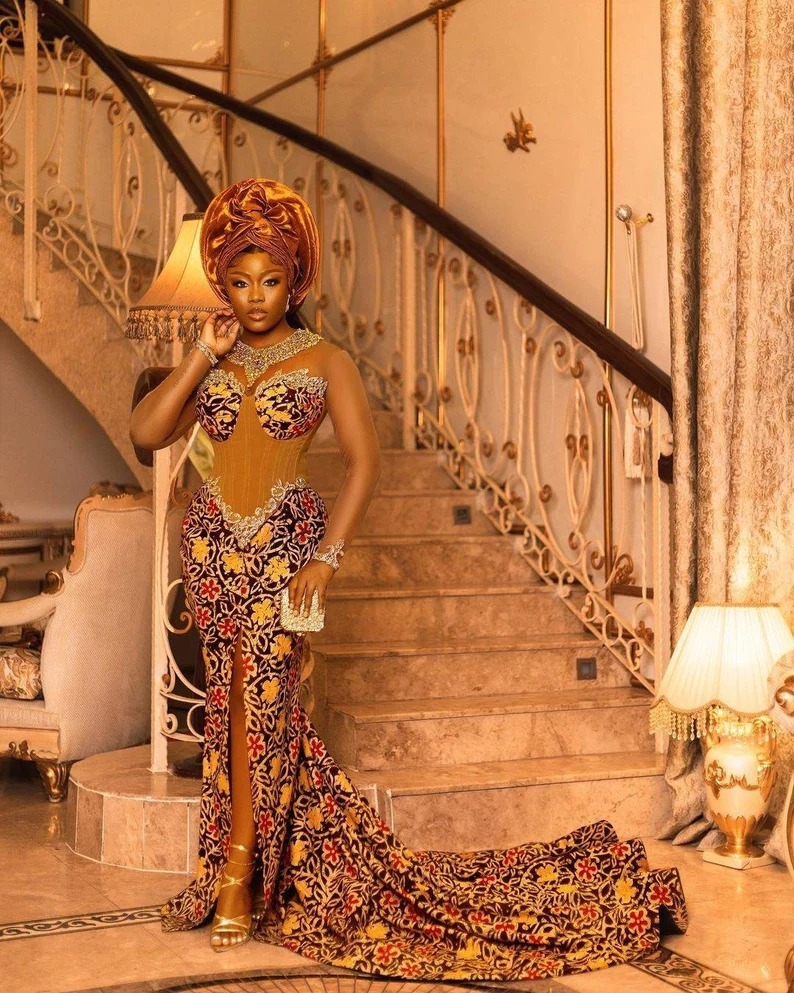 Stunning And Best Styles For Burnt Orange Asoebi Fabrics.  Lace styles for  wedding, African traditional wedding dress, African traditional dresses