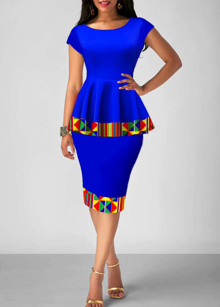 Royal Blue Tribal Midi Dress