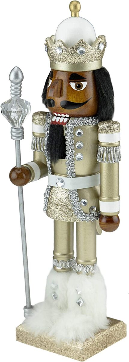Clever Creations African American Gold King 14 Inch Traditional Wooden Nutcracker