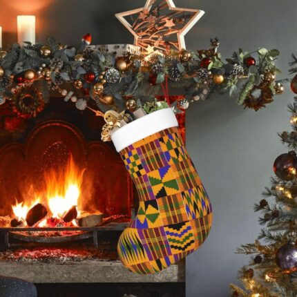 Ghana Kente Large Christmas Stockings Decoration Fireplace Tree Hanging Ornament