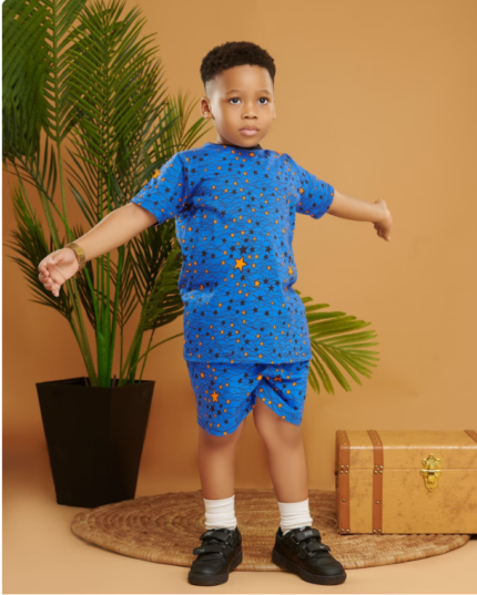 African Print Boys Tshirt and shorts set Star Print