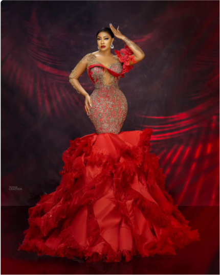 2 in 1 Red beaded luxury corset dress