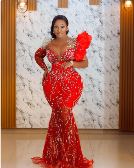 Luxury Beaded red dress 6
